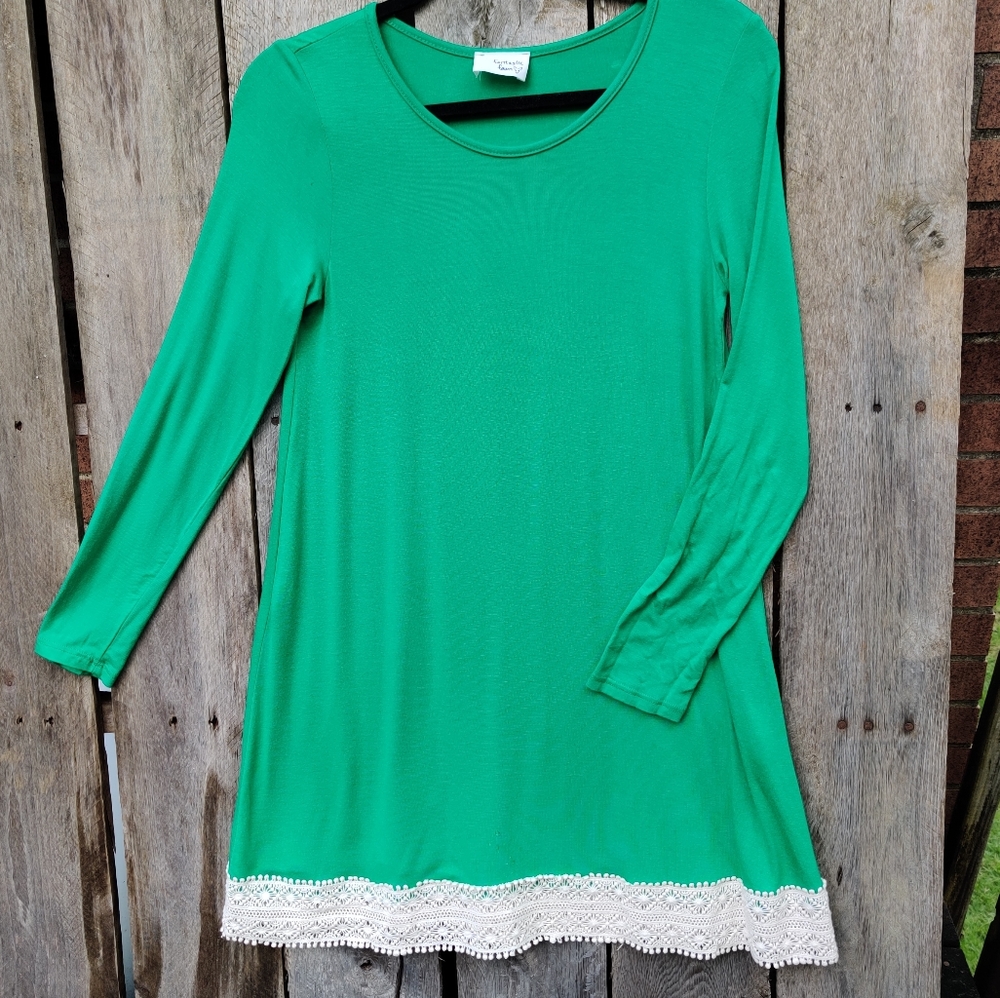 Fantastic Fawn green lace trim dress